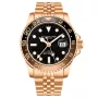 Orologio Stührling Swiss Aquadiver GMT 3968.5 con quadrante Nero, cassa da 42 mm di diametro e Cinturino in metallo in Oro rosa
