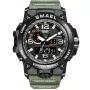 Orologio SMAEL Military KXD0600 con quadrante Nero, cassa da 51 mm di diametro e Cinturino in gomma in Verde