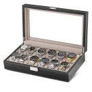 Ditur Scatola per orologi Orologi da 12 Nero Pelle sintetica DIT0000237